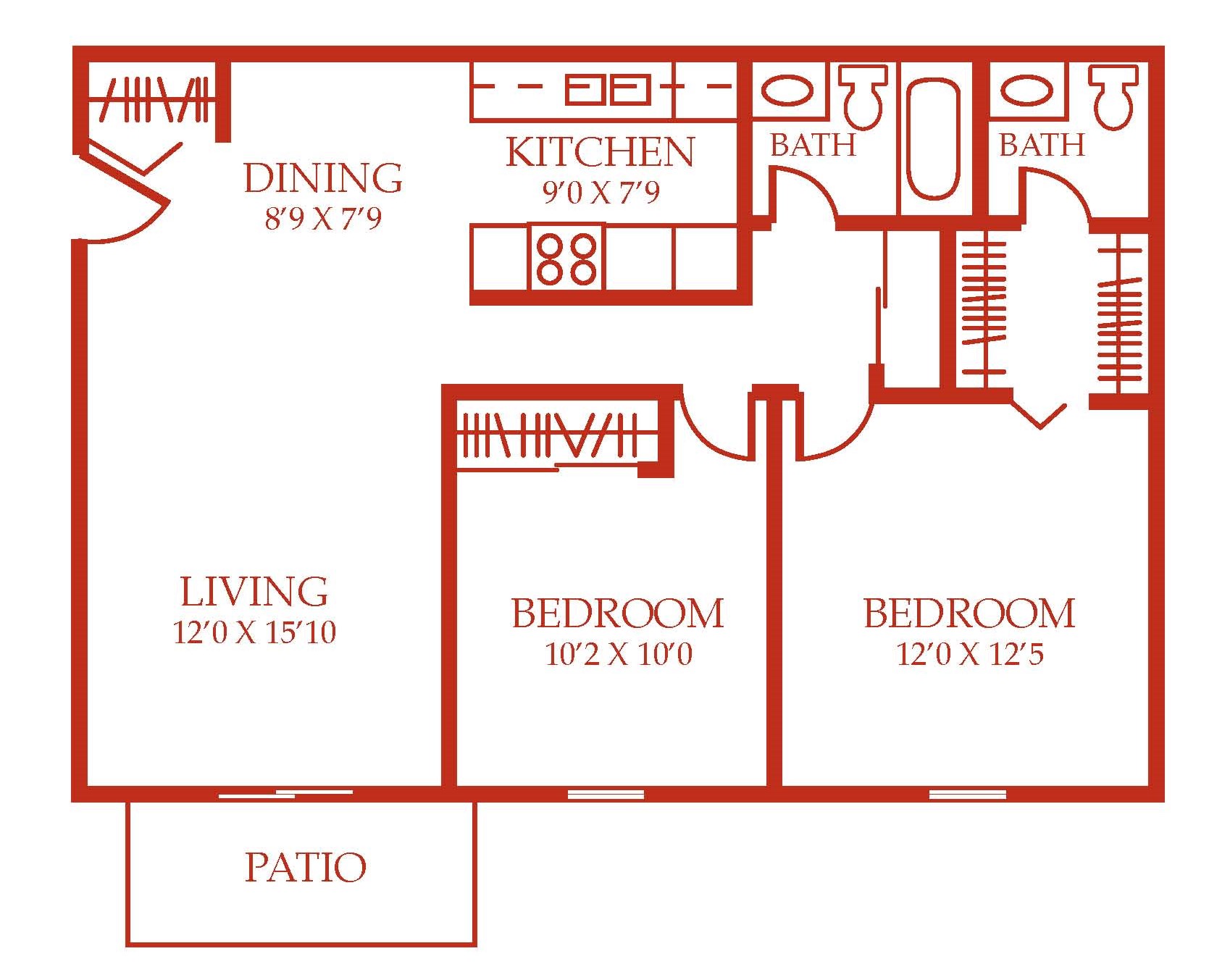 2 Bedrooms, 1.5 Baths